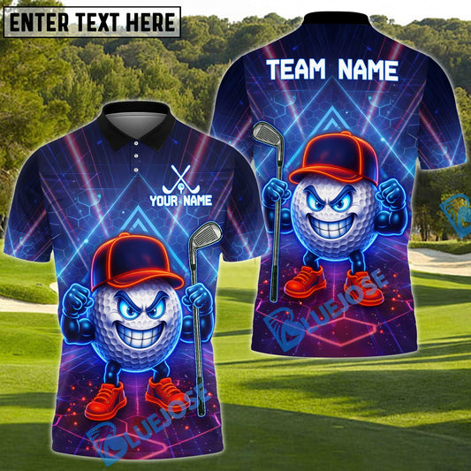 BlueJose Neon Swing Golf Polo Customized Name, Team Name 3D Shirts (4 Colors)