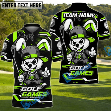 BlueJose Bunny Swing Golf Polo Customized Name, Team Name 3D Shirts (4 Colors)
