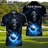 BlueJose Grim Swing Golf Polo Customized Name, Team Name 3D Shirts (4 Colors)