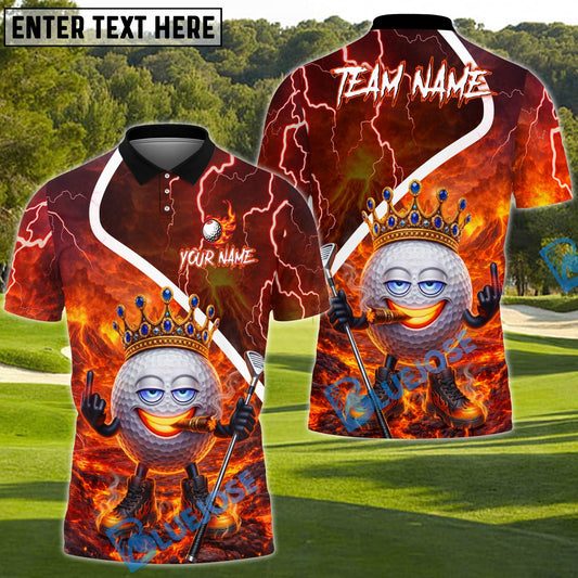 BlueJose Fire King Golf Polo Customized Name, Team Name 3D Shirts (4 Colors)
