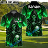BlueJose Shadow Skull Golf Polo Customized Name, Team Name 3D Shirts (4 Colors)