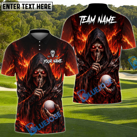 BlueJose Shadow Skull Golf Polo Customized Name, Team Name 3D Shirts (4 Colors)