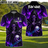 BlueJose Shadow Skull Golf Polo Customized Name, Team Name 3D Shirts (4 Colors)