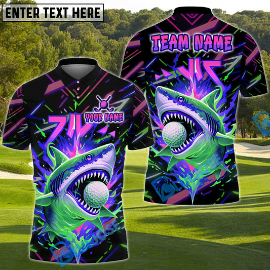 BlueJose Savage Shark Swing Golf Polo Shirt Customized Name, Team Name 3D Shirts (4 Colors)