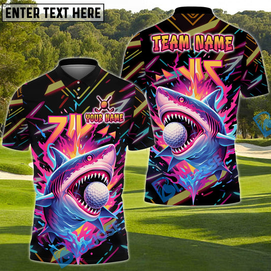 BlueJose Savage Shark Swing Golf Polo Shirt Customized Name, Team Name 3D Shirts (4 Colors)