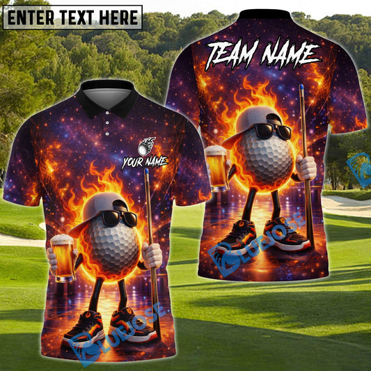 BlueJose Blazing Beer Golfer Polo Shirt Customized Name, Team Name 3D Shirts (4 Colors)