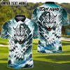 BlueJose Snow Leopard Golf Polo Shirt Customized Name, Team Name 3D Shirts (4 Colors)