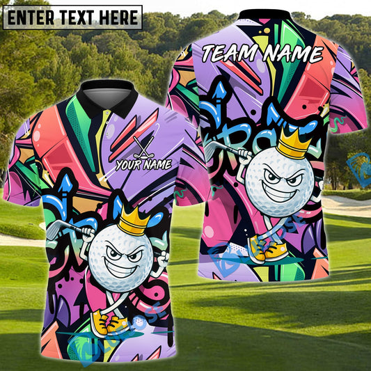 BlueJose Graffiti Swing King Golf Polo Personalized Name, Team Name 3D Shirt (4 Colors)