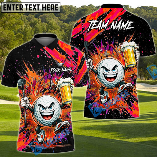BlueJose Splash Swing Golf Polo Personalized Name, Team Name 3D Shirt (4 Colors)