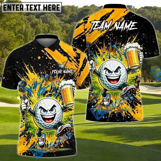 BlueJose Splash Swing Golf Polo Personalized Name, Team Name 3D Shirt (4 Colors)