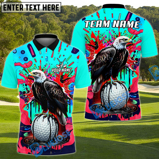 BlueJose Graffiti Eagle Golf Polo Personalized Name, Team Name 3D Shirt (4 Colors)