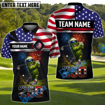 BlueJose USA 250 Freedom Swing Golf Polo Customized Name, Team Name Shirts