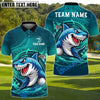 BlueJose Shark Attack Golf Polo Personalized Name, Team Name 3D Shirt (4 Colors)