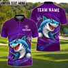 BlueJose Shark Attack Golf Polo Personalized Name, Team Name 3D Shirt (4 Colors)