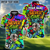 BlueJose Color Splash Never Give Up Golf Polo Personalized Name, Team Name 3D Shirt (4 Colors)