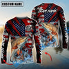 Bluejose Redfish Fishing American Flag Grunge Red Scratch Custom Name & Team Name 3D Shirts