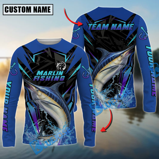 Bluejose Marlin Fishing Neon Sport Jersey Style Custom Name & Team Name 3D Shirts