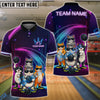 BlueJose Bowling And Pins Cat Gang Customized Name, Team Name 3D Shirt (4 Colors)