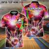 BlueJose Bowling And Pins Vibrant Nebula Customized Name, Team Name 3D Shirt (4 Colors)