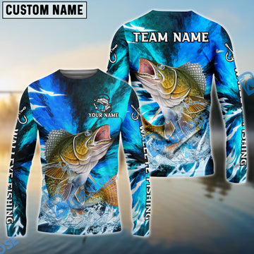 Bluejose Walleye Fishing Sharp Strike Custom Name & Team Name 3D Shirts