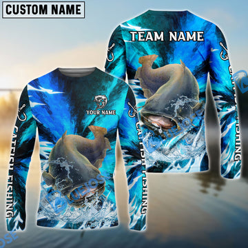 Bluejose Catfish Fishing Sharp Strike Custom Name & Team Name 3D Shirts