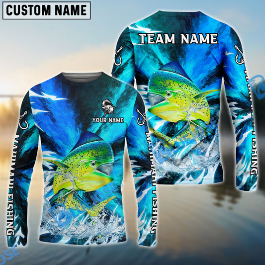 Bluejose Mahi-Mahi Fishing Sharp Strike Custom Name & Team Name 3D Shirts