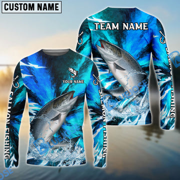 Bluejose Salmon Fishing Sharp Strike Custom Name & Team Name 3D Shirts
