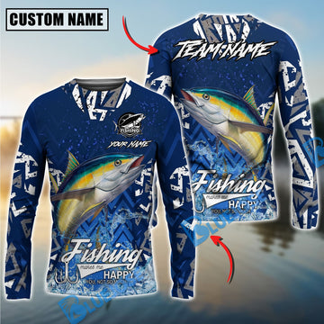 Bluejose Tuna Fishing Tribal Blue Custom Name & Team Name 3D Shirts
