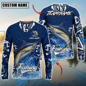 Bluejose Marlin Fishing Tribal Blue Custom Name & Team Name 3D Shirts