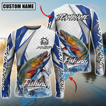 Bluejose Trout Fishing White Scale Pattern Custom Name & Team Name 3D Shirts