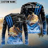 Bluejose Redfish Fishing Blue Scratch Camo Water Splash Custom Name & Team Name 3D Shirts