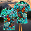 BlueJose Darts Cool Rooster Dartboard Design Personalized Name, Team Name Unisex Shirt (4 Colors)