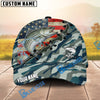 BlueJose Fishing American Flag Blue Camouflage Personalized Name Classic 3D Cap (13 Breeds)