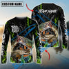 Bluejose Fishing Green Flame Grunge Camo Design Custom Name & Team Name 3D Shirts (12 Breeds)