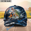 BlueJose Fishing Dark Blue Ocean Splash Personalized Name Classic 3D Cap (13 Breeds)