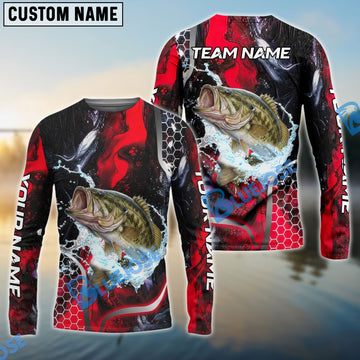 Bluejose Bass Fishing Red Thunder Custom Name & Team Name 3D Shirts