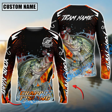 Bluejose Crappie Fishing Fire Touch Custom Name & Team Name 3D Shirts