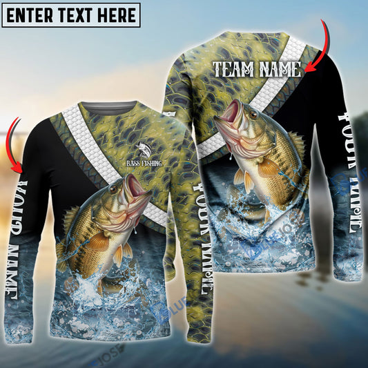 Bluejose Large Mouth Bass Fishing Skin Water Custom Name & Team Name 3D Shirts