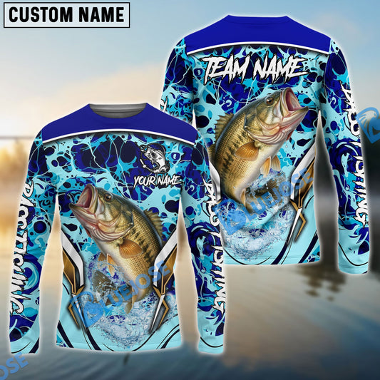 Bluejose Bass Fishing Blue Fiction Sea Custom Name & Team Name 3D Shirts