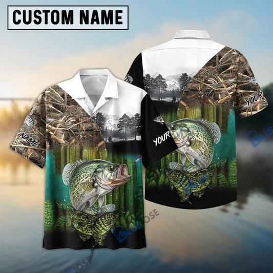 Bluejose Crappie Fishing Camo Freshwater Fish Customize Name 3D Shirt