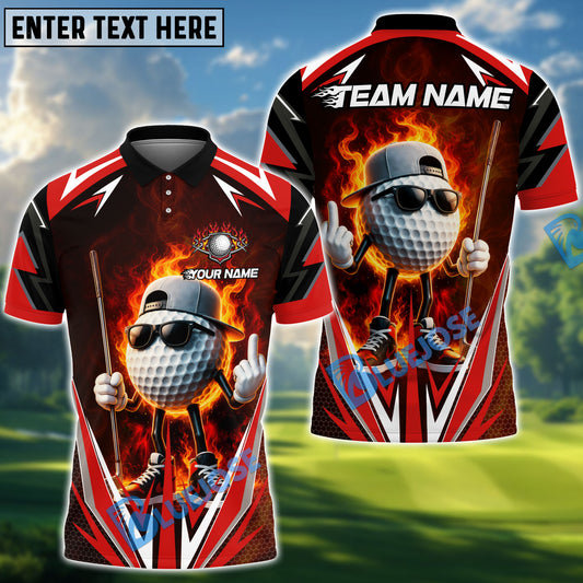 BlueJose Golf Flaming Ball Cool Style Personalized Name, Team Name 3D Shirt (4 Colors)