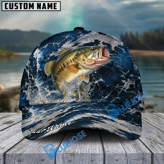 BlueJose Fishing Dark Ocean Camo Design Personalized Cap (13 Breeds)