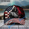 BlueJose Fishing Grunge American Flag Reaper Personalized Cap (13 Breeds)