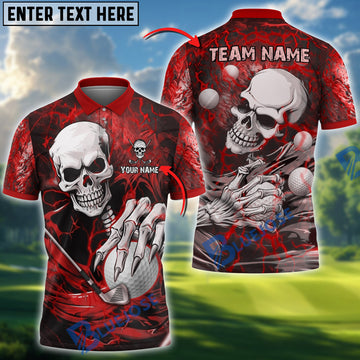 BlueJose Golf Skull Lightning Personalized Name, Team Name 3D Shirt (4 Colors)