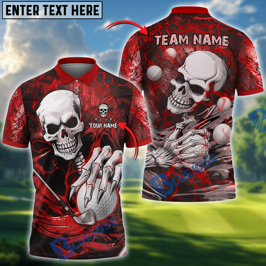 BlueJose Golf Skull Lightning Personalized Name, Team Name 3D Shirt (4 Colors)