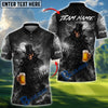 BlueJose Golf Beer Dark Gentleman Skull Personalized Name, Team Name 3D Shirt (6 Colors)