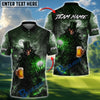 BlueJose Golf Beer Dark Gentleman Skull Personalized Name, Team Name 3D Shirt (6 Colors)
