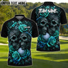 BlueJose Golf Gothic Skull & Rose Personalized Name, Team Name 3D Shirt (4 Colors)