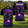 BlueJose Golf Gothic Skull & Rose Personalized Name, Team Name 3D Shirt (4 Colors)