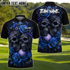 BlueJose Golf Gothic Skull & Rose Personalized Name, Team Name 3D Shirt (4 Colors)